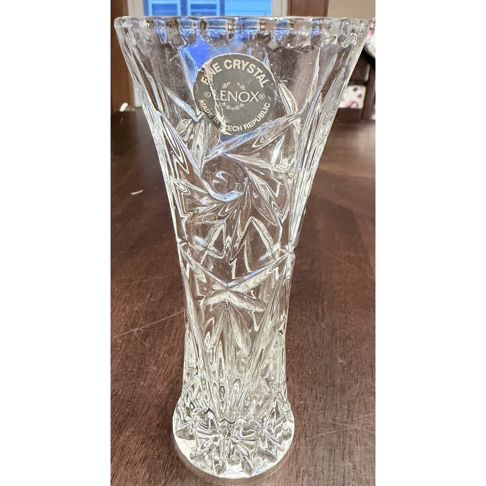 Vintage Lenox Find Crystal Star Vase 6" Tall Flared Rim Lead Crystal Bud Vase